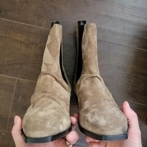 ALLSAINTS Markus Western Boots Womens 9 Suede Neutral Designer Rugged