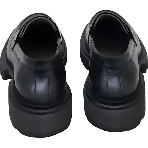 AllSaints Women's Lola Black Leather Loafer Shoes EU 37