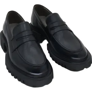 AllSaints Women's Lola Black Leather Loafer Shoes EU 37