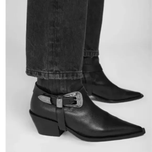 Anine Bing Western Ankle Boot, Black, Size 40