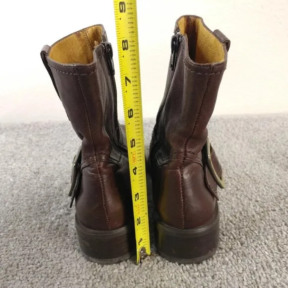 Anthropologie Biviel Boots Womens Size 37 EU Shoes Brown Leather Buckle Zip