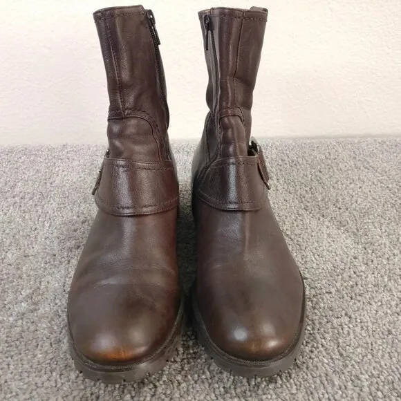 Anthropologie Biviel Boots Womens Size 37 EU Shoes Brown Leather Buckle Zip