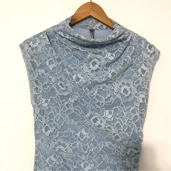 Anthropologie • maya ruched cowl neck lace dress baby blue sz S