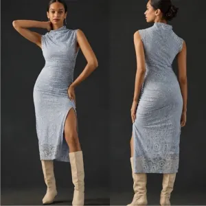 Anthropologie • maya ruched cowl neck lace dress baby blue sz S