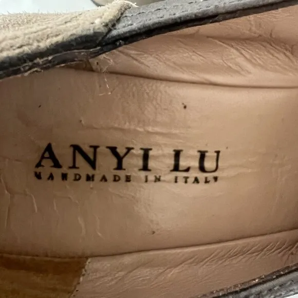 Anyi Lu Shoes Womens Size 39.5 US 9 Suede Leather Low Wedge Loafers