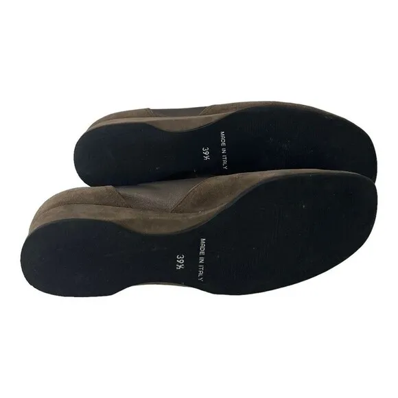 Anyi Lu Shoes Womens Size 39.5 US 9 Suede Leather Low Wedge Loafers