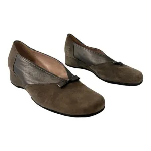 Anyi Lu Shoes Womens Size 39.5 US 9 Suede Leather Low Wedge Loafers