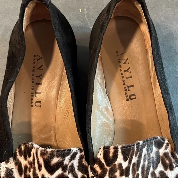 Anyi Lu sz 39.5 US 9 Leopard calf hair loafers Shoes