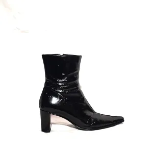 AQUATALIA Black Patent Leather Mid-Calf Heeled Boots, size 5½