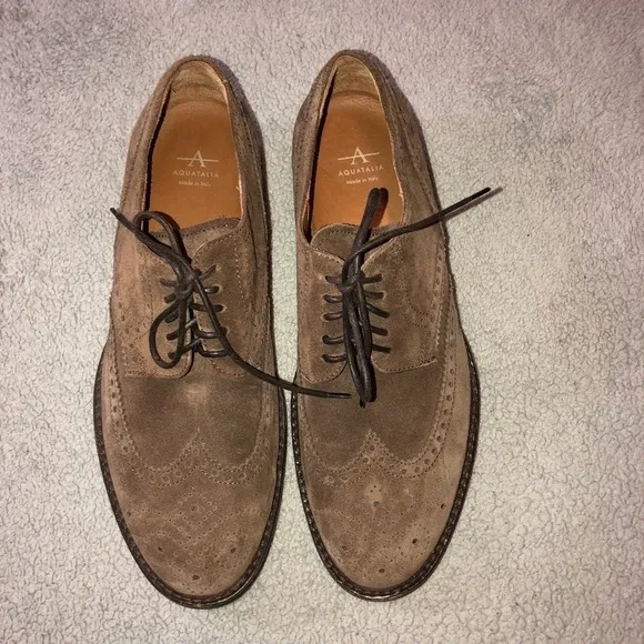 AQUATALIA Carson Brown Suede Waterproof Lace Oxford Shoes Sz 9