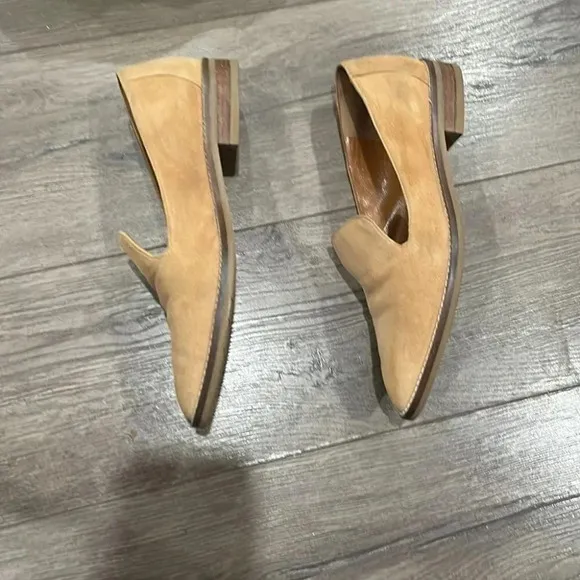 Aquatalia Golda Cream  Suede Loafers Weatherproof Women's Shoes size 5