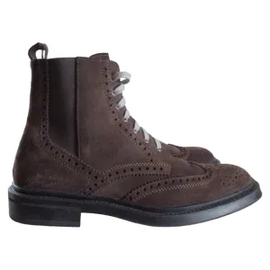Aquatalia Lawrence Boots Suede Weatherproof Brown Lace Up