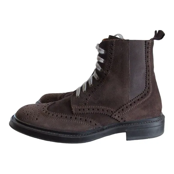 Aquatalia Lawrence Boots Suede Weatherproof Brown Lace Up