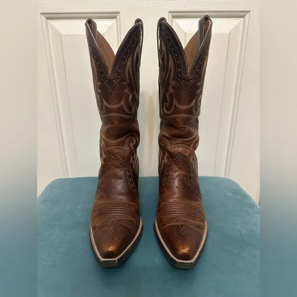 Ariat Brown Heeled Boots with Western Stitching 6B