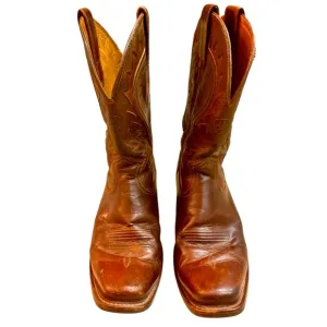 Ariat Brown Leather Cowboy Western Boots Men Sz 8.5 in GUC already broken in!
