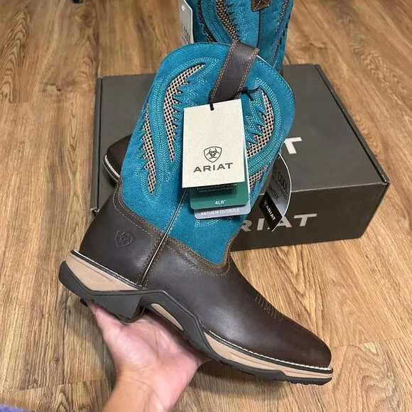 ARIAT brown turquoise leather suede cowboy western boots shoes women’s 9 new