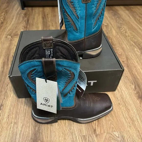 ARIAT brown turquoise leather suede cowboy western boots shoes women’s 9 new