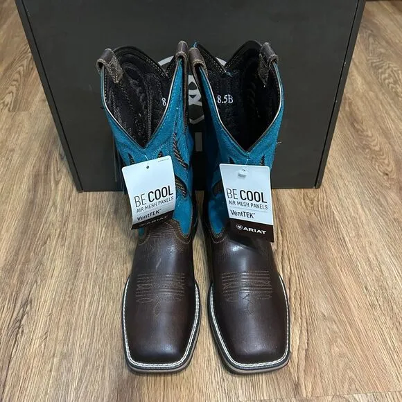 ARIAT brown turquoise leather suede cowboy western boots shoes women’s 9 new