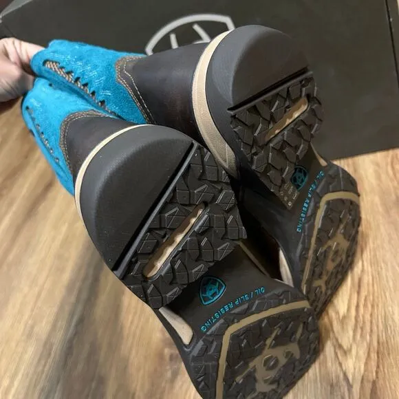 ARIAT brown turquoise leather suede cowboy western boots shoes women’s 9 new