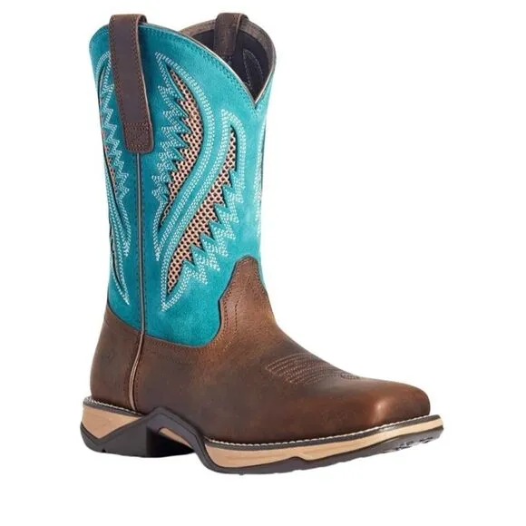 ARIAT brown turquoise leather suede cowboy western boots shoes women’s 9 new