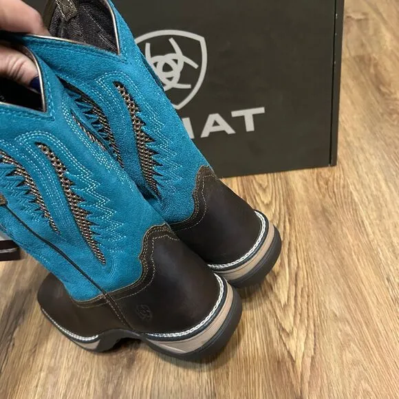 ARIAT brown turquoise leather suede cowboy western boots shoes women’s 9 new