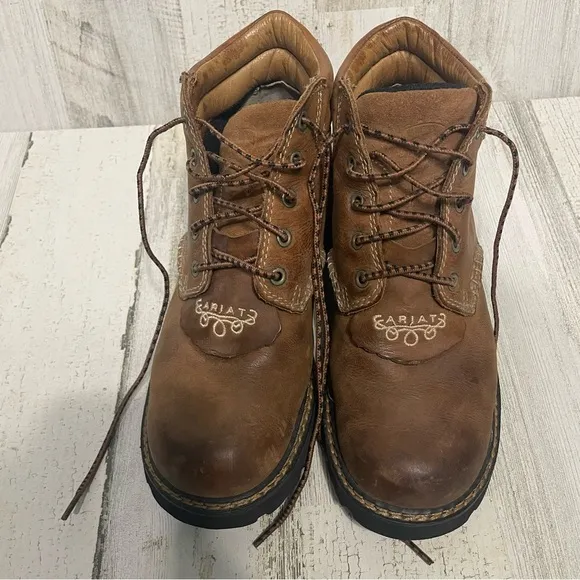ARIAT Canyon Brown Lace Up Boots WesternWork Leather Embroidered Women size 7B