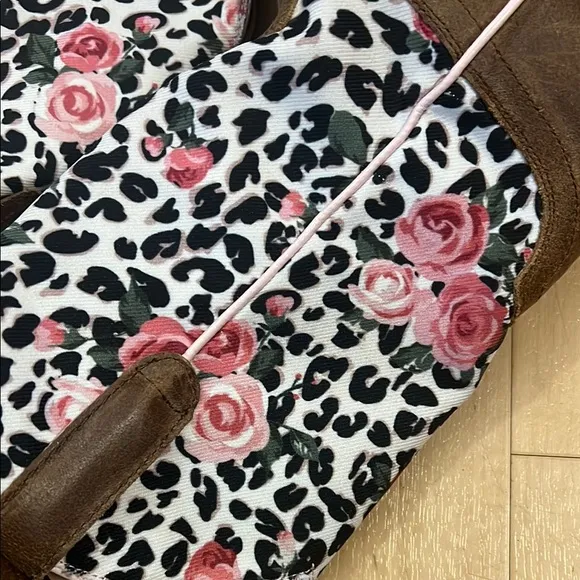 Ariat Kids Boots with Brown and Pink Floral Design 3.5