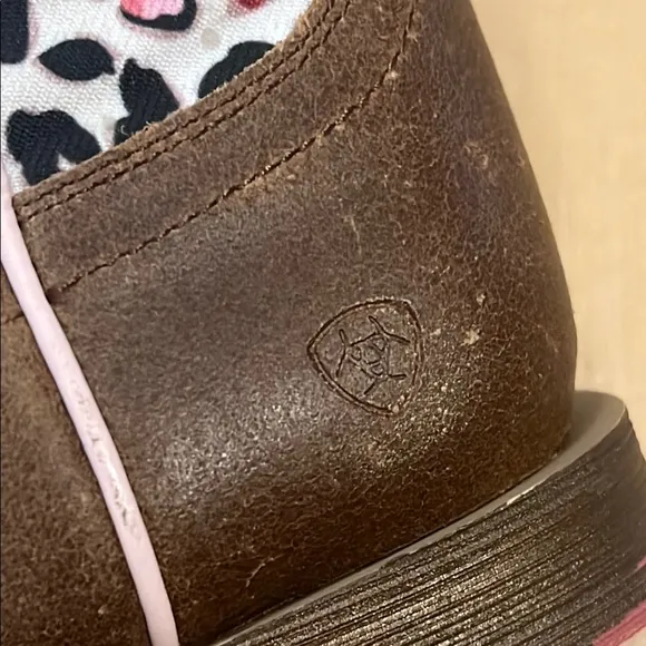 Ariat Kids Boots with Brown and Pink Floral Design 3.5