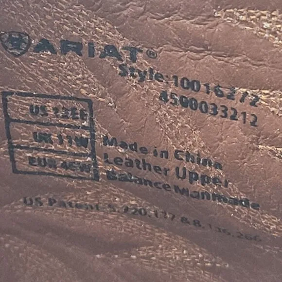 Ariat Men's Brown Western Leather Cowboy Boots 10016272 US Size 12EE