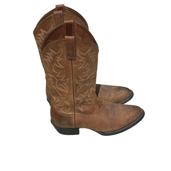 Ariat Men's Western Leather Cowboy Boots US 9.5D Embroidered Brown Style 34725 R