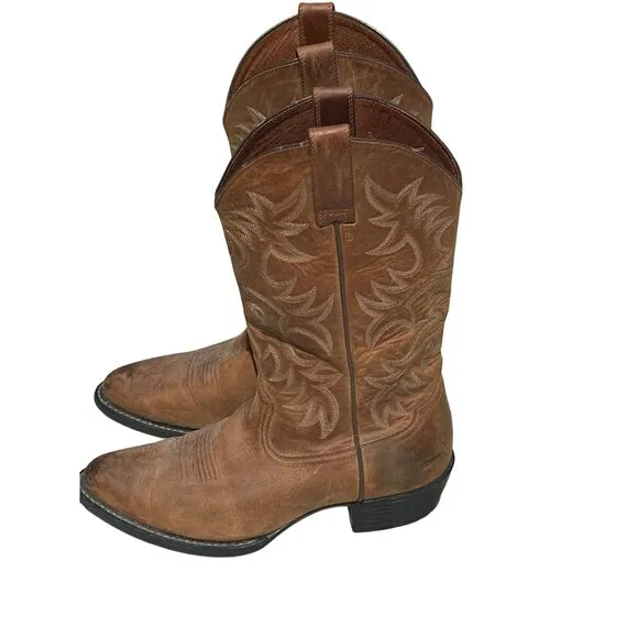 Ariat Men's Western Leather Cowboy Boots US 9.5D Embroidered Brown Style 34725 R