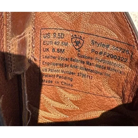 Ariat Men's Western Leather Cowboy Boots US 9.5D Embroidered Brown Style 34725 R