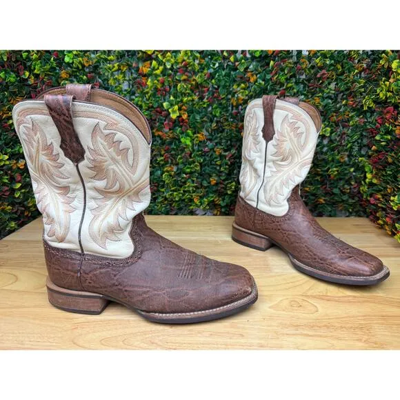 Ariat Quickdraw Western Cowboy Boots Shoes Cream Brown Mens 10D 10010941