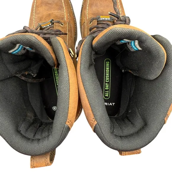 Ariat Rebar Lift H2O 8&quot; Work Boots Composite Toe Waterproof EH Brown 14D Men's