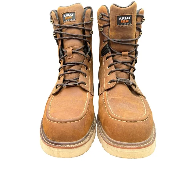 Ariat Rebar Lift H2O 8&quot; Work Boots Composite Toe Waterproof EH Brown 14D Men's
