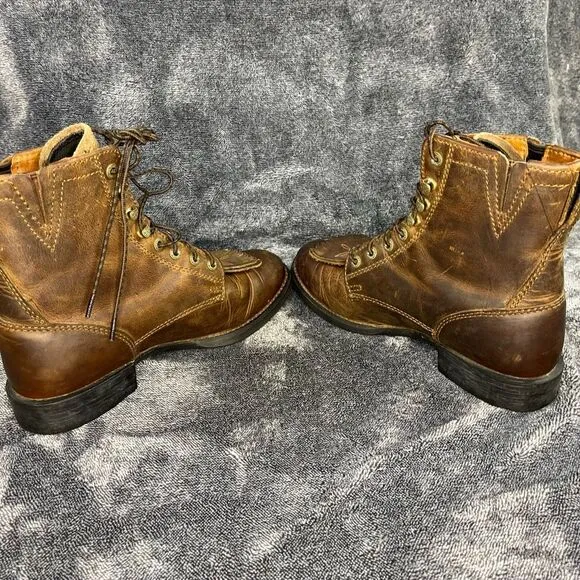 Ariat Women's Heritage Lacer II Kiltie Distressed Brown Western Boots Size 6.5 B