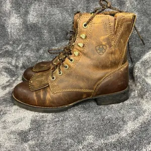 Ariat Women's Heritage Lacer II Kiltie Distressed Brown Western Boots Size 6.5 B