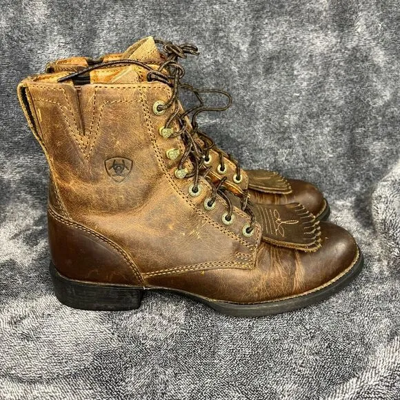 Ariat Women's Heritage Lacer II Kiltie Distressed Brown Western Boots Size 6.5 B