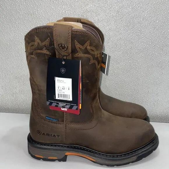 Ariat WorkHog H2O Waterproof Work Boots – Men’s Size 9D – Oily Distressed Brown