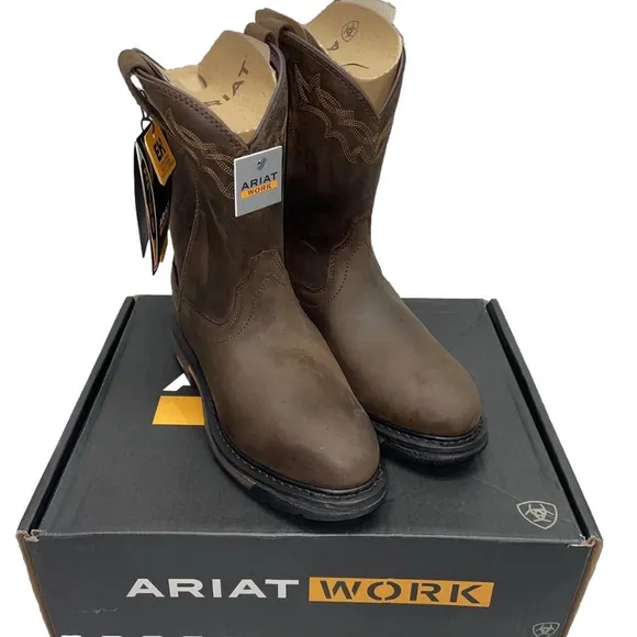 Ariat WorkHog H2O Waterproof Work Boots – Men’s Size 9D – Oily Distressed Brown