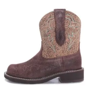 Ariat Fatbaby Brown Teal Heritage Leopard Print Round Toe Western Ranch Boots