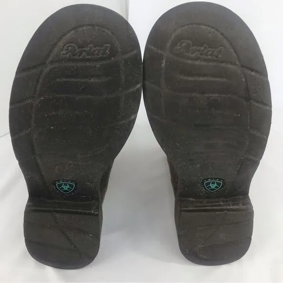 Ariat Fatbaby Brown Teal Heritage Leopard Print Round Toe Western Ranch Boots