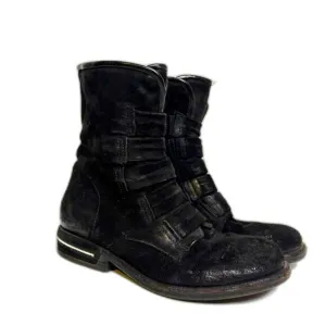 A.S.98 Boots Women's size 38 (8) Black Distressed Traver Shoes Leather boho