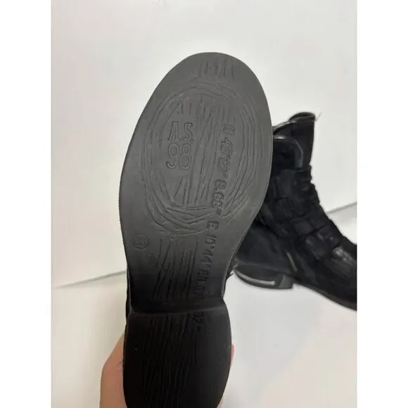 A.S.98 Boots Women's size 38 (8) Black Distressed Traver Shoes Leather boho
