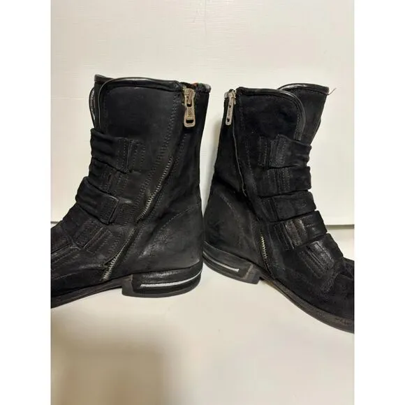 A.S.98 Boots Women's size 38 (8) Black Distressed Traver Shoes Leather boho
