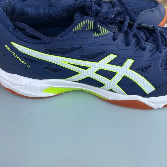 ASICS Men's Navy and Neon Green Shoes