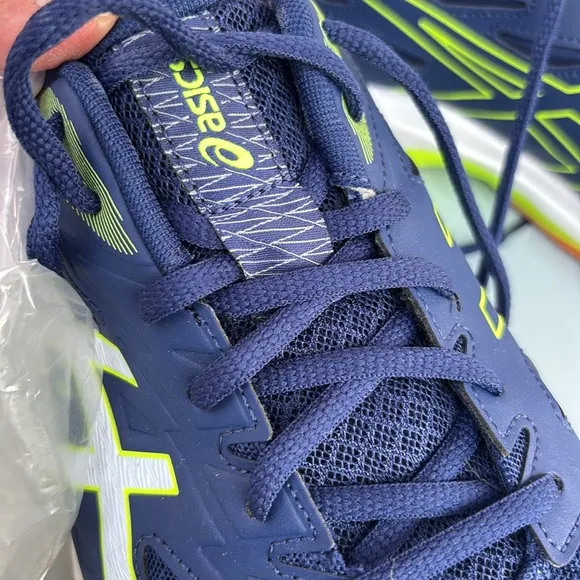 ASICS Men's Navy and Neon Green Shoes