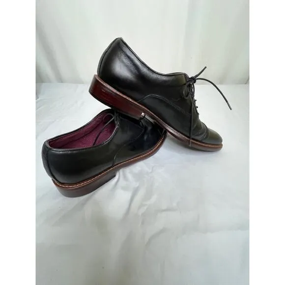 Aston Grey Collection Kindu black leather dress shoes men's size 9.5