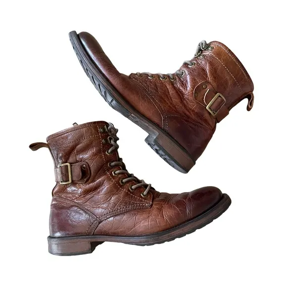 Aston Grey Rockcastle Distressed Brown Leather Boots Size 8