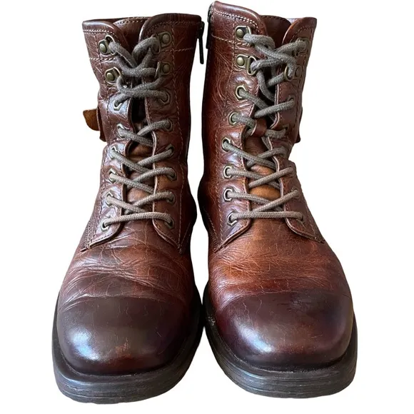 Aston Grey Rockcastle Distressed Brown Leather Boots Size 8